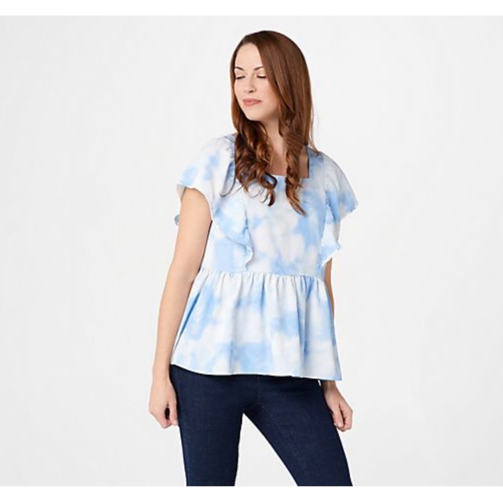 Du Jour Fashions Tie-Dye Ruffle Blouse